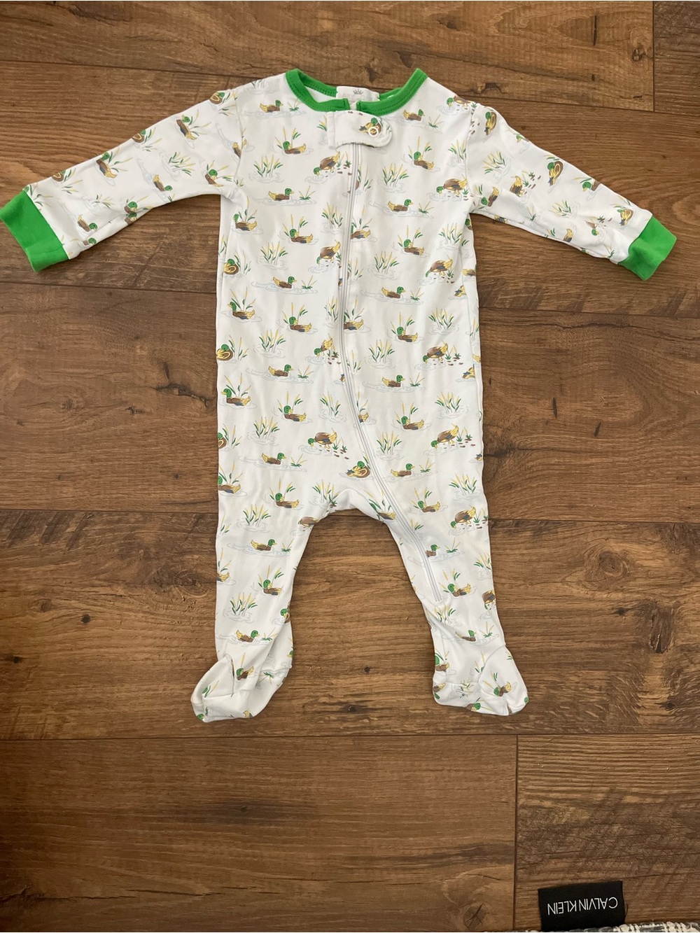 Baby Loren Mallard duck onesie footed pajama size 6-9 months